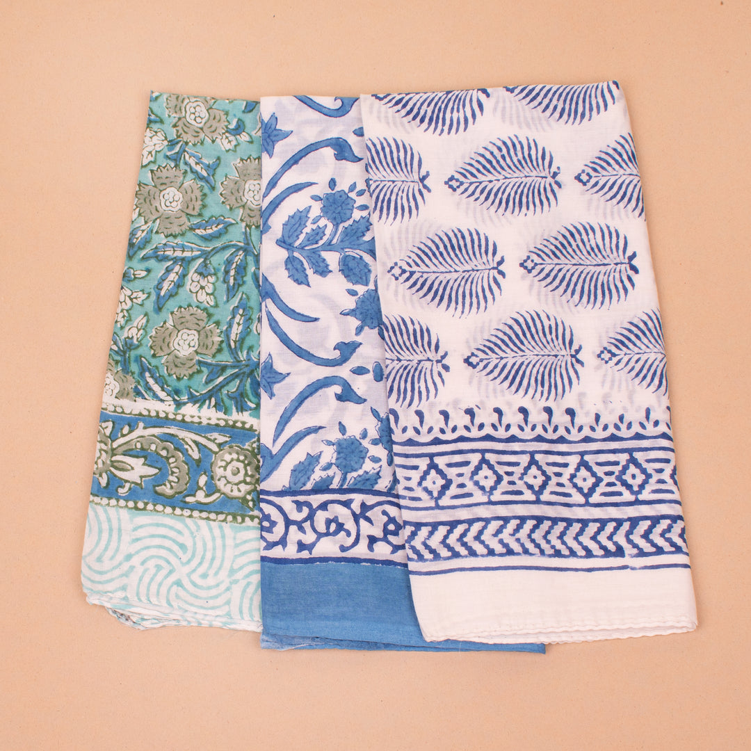 Set of 3 – Premium Cotton Bandanas | Neck Scarf &amp; Head Wrap