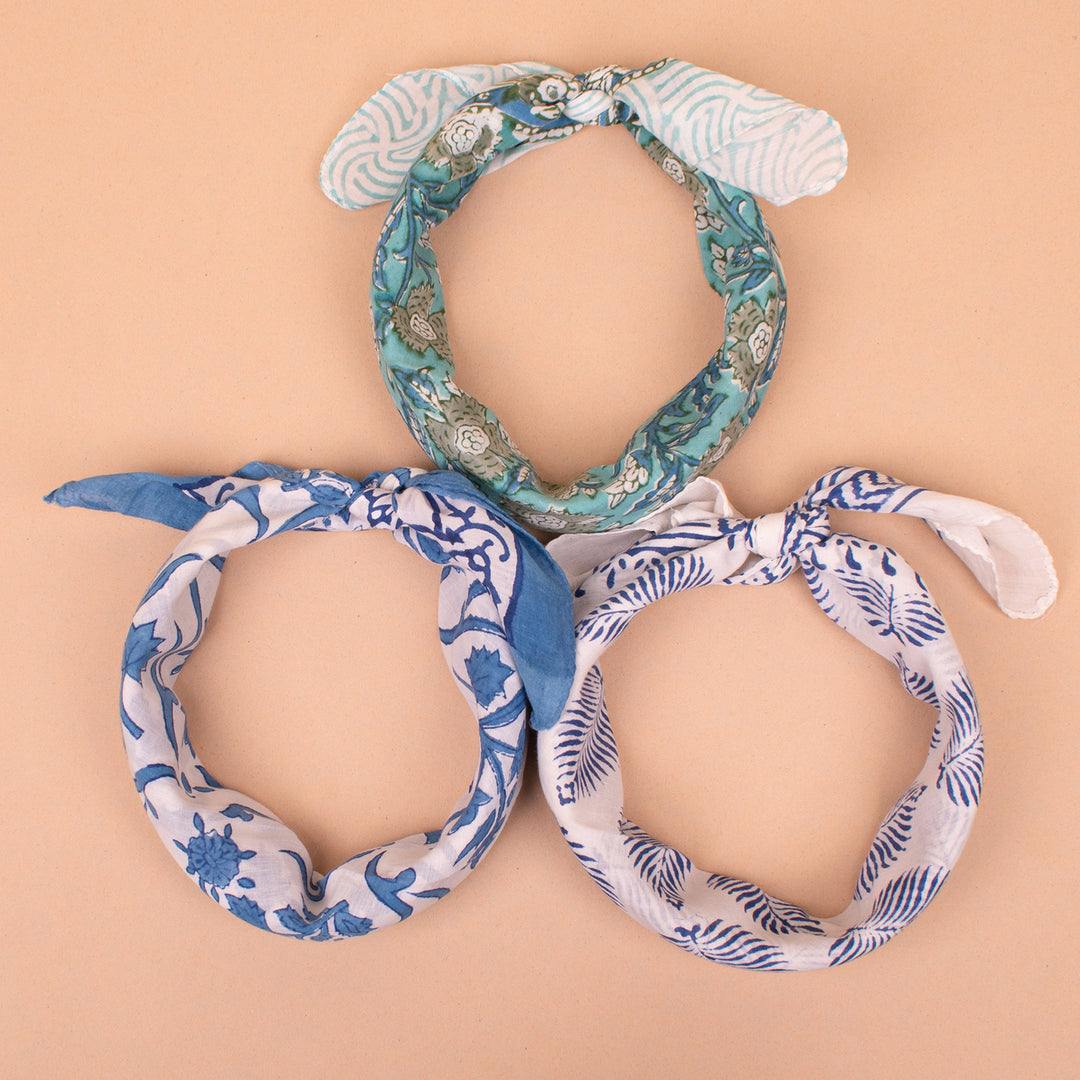 Set of 3 – Premium Cotton Bandanas | Neck Scarf &amp; Head Wrap