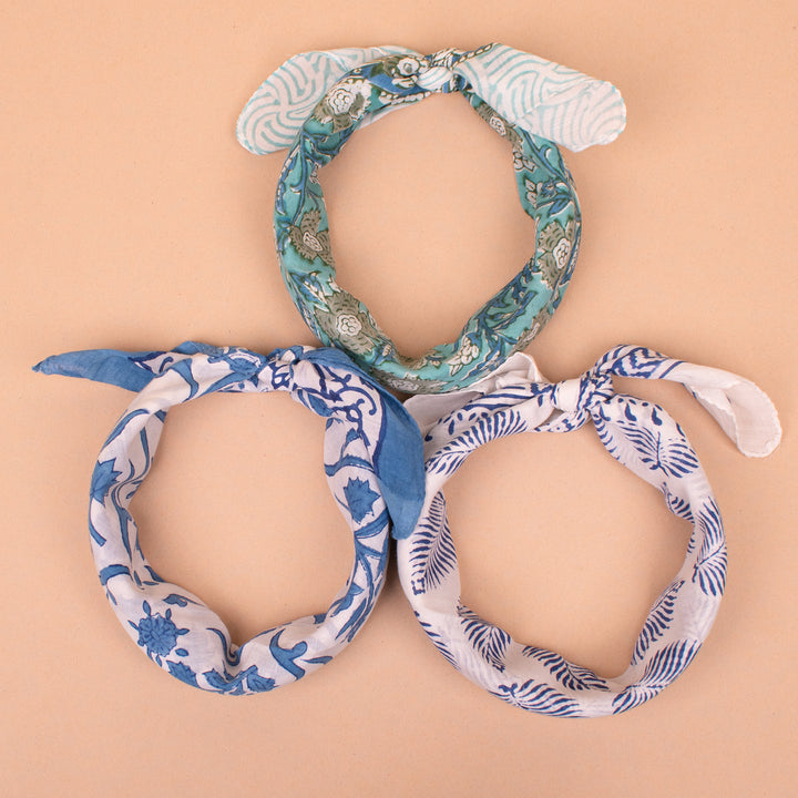 Set of 3 – Premium Cotton Bandanas | Neck Scarf &amp; Head Wrap