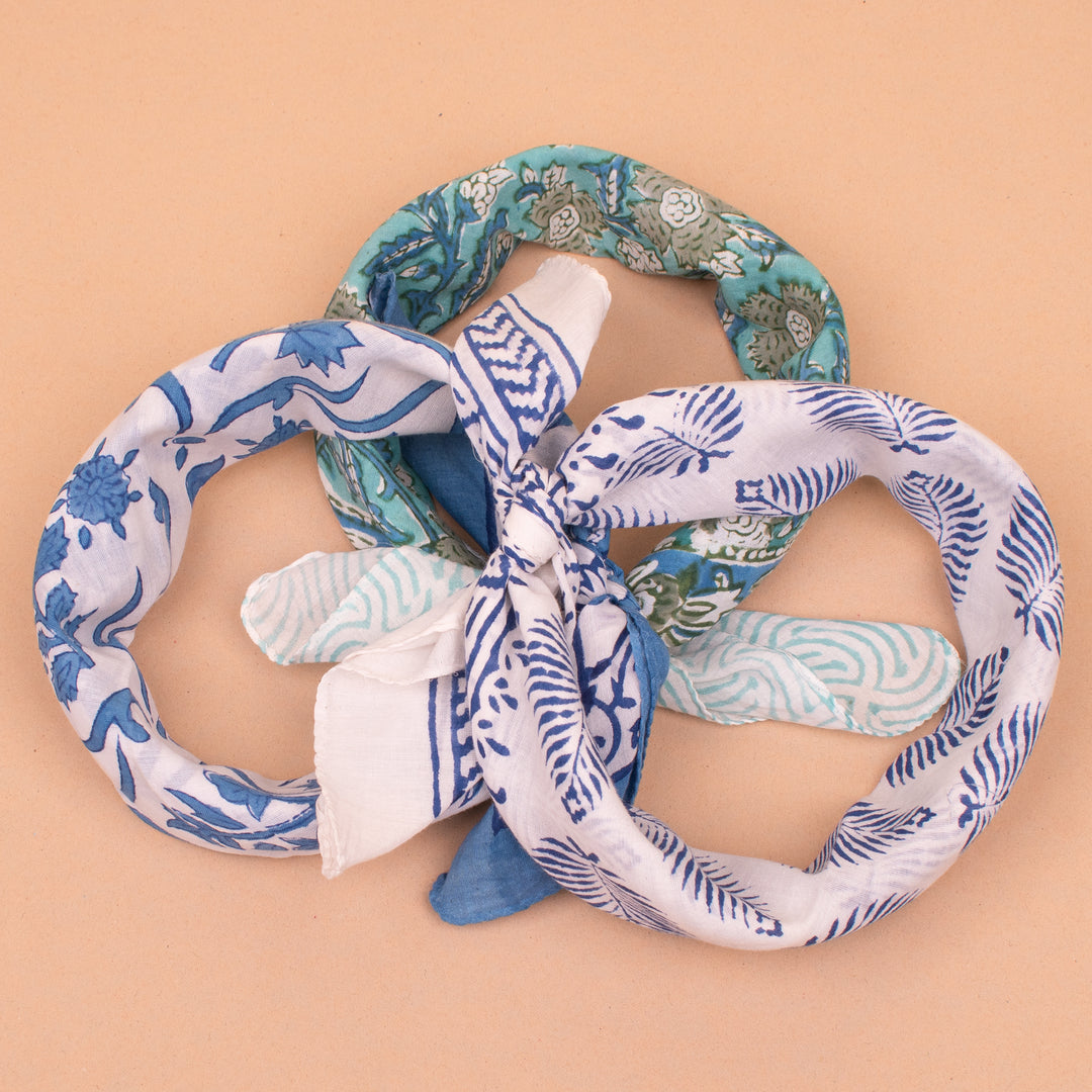 Set of 3 – Premium Cotton Bandanas | Neck Scarf &amp; Head Wrap