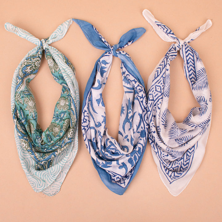 Set of 3 – Premium Cotton Bandanas | Neck Scarf &amp; Head Wrap