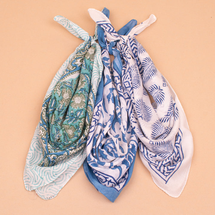 Set of 3 – Premium Cotton Bandanas | Neck Scarf &amp; Head Wrap