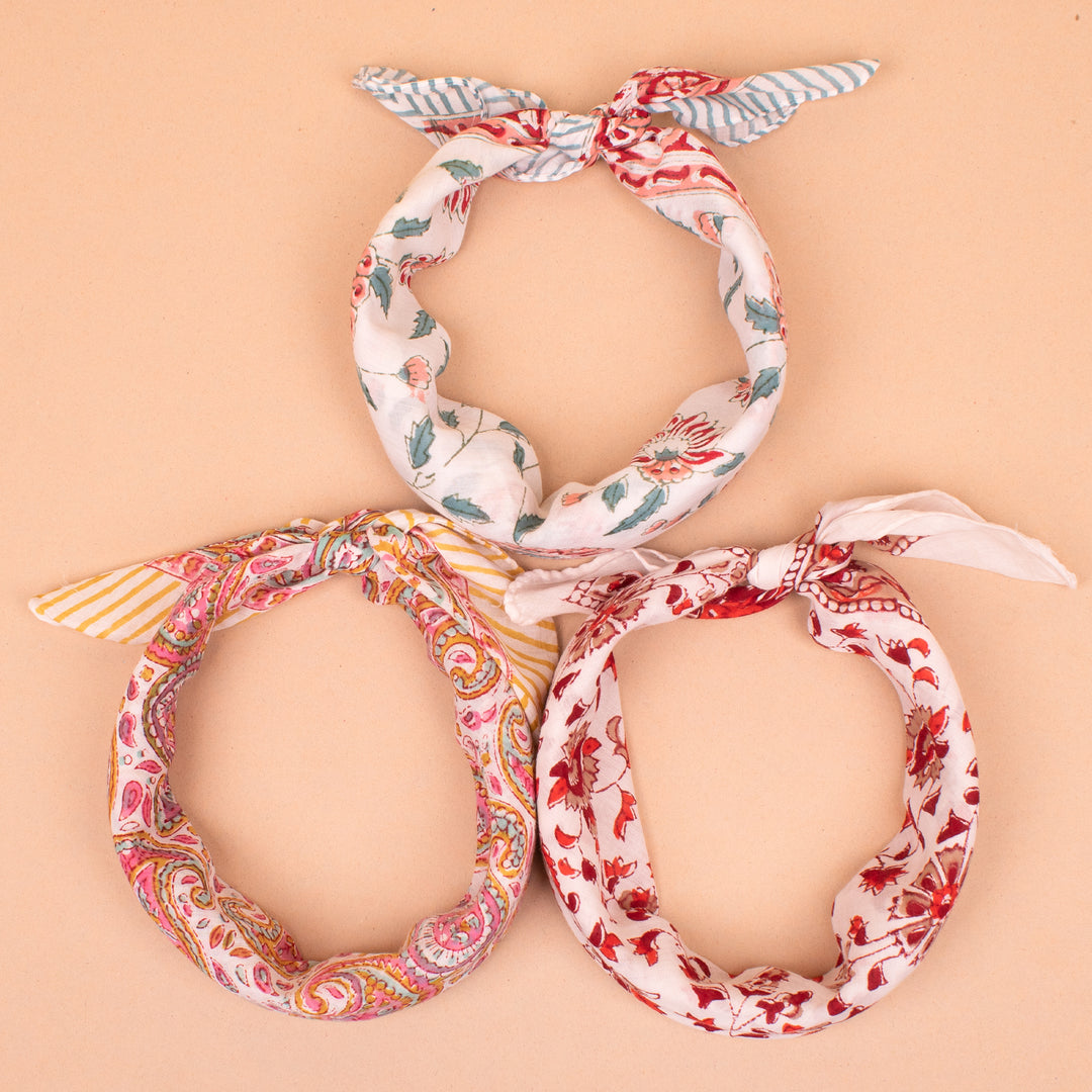 Set of 3 – Boho Cotton Bandanas | Everyday Head Scarf