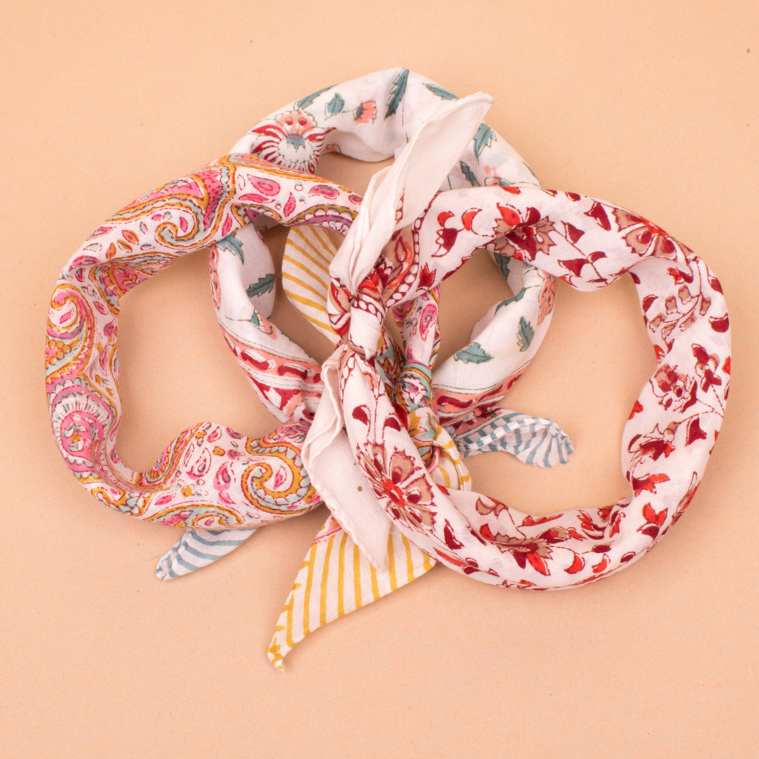 Set of 3 – Boho Cotton Bandanas | Everyday Head Scarf