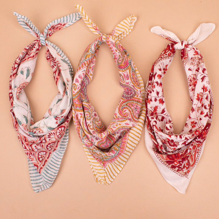 Set of 3 – Boho Cotton Bandanas | Everyday Head Scarf