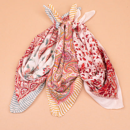 Set of 3 - Cotton Bandana Hair Scarf | Trendy Printed Head Wrap for Boho, Casual and Everyday Looks