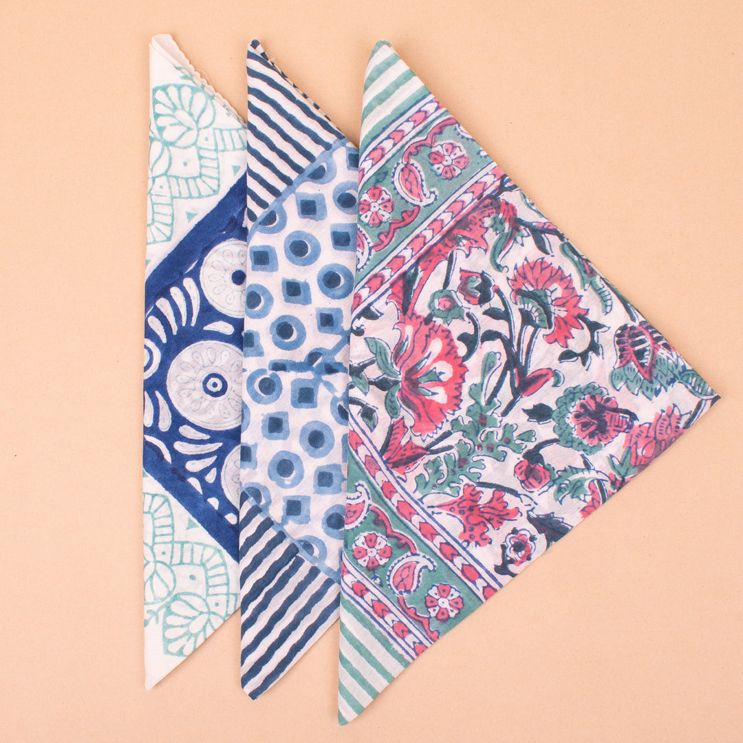 Set of 3 – Soft Cotton Bandanas | Boho Head Scarf &amp; Hair Wrap
