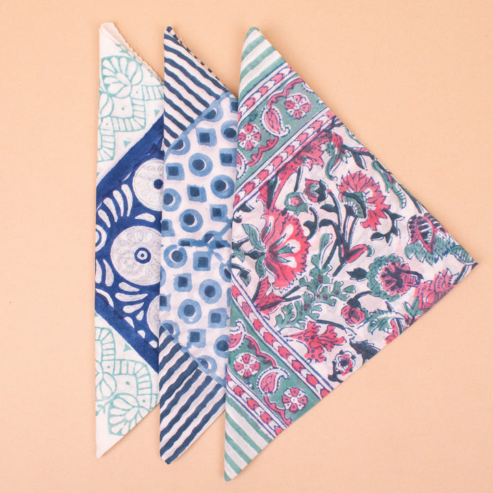Set of 3 – Soft Cotton Bandanas | Boho Head Scarf &amp; Hair Wrap
