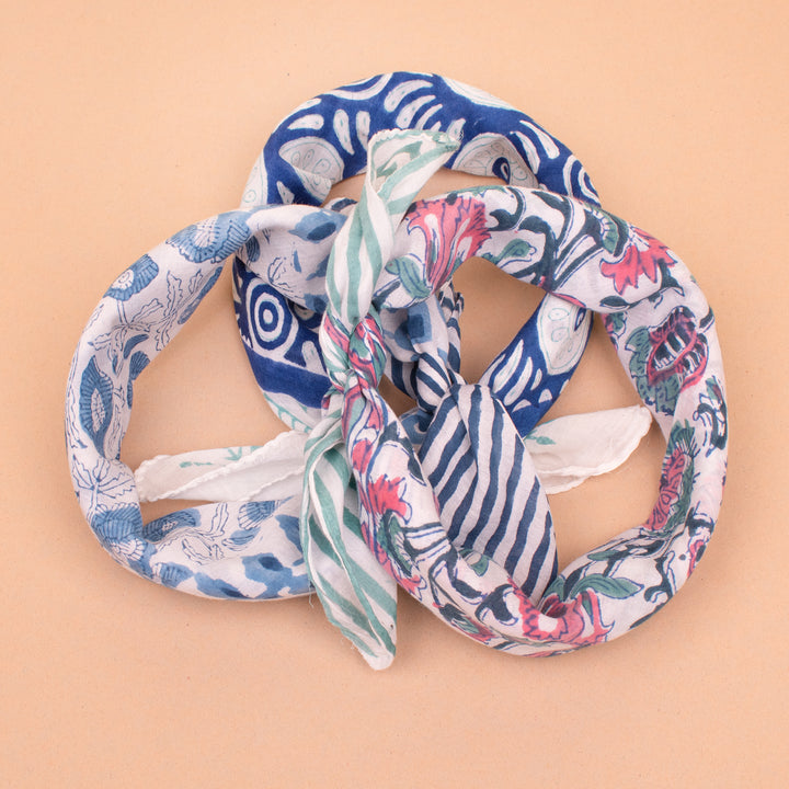 Set of 3 – Soft Cotton Bandanas | Boho Head Scarf &amp; Hair Wrap