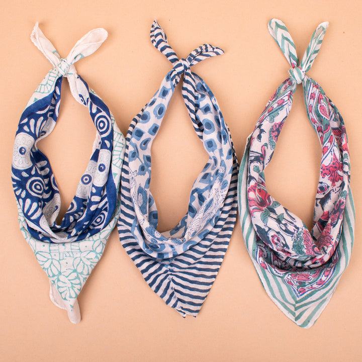 Set of 3 – Soft Cotton Bandanas | Boho Head Scarf &amp; Hair Wrap