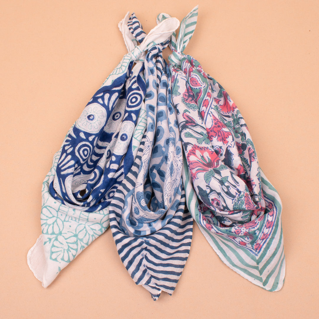 Set of 3 – Soft Cotton Bandanas | Boho Head Scarf &amp; Hair Wrap