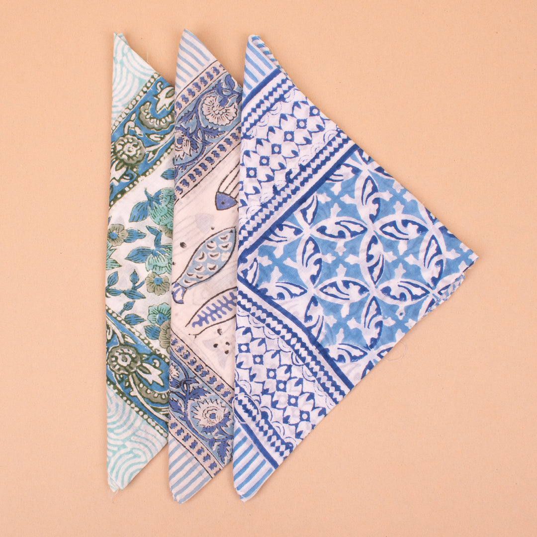 Set of 3 – Handmade Cotton Bandanas | Hair Scarf &amp; Neck Wrap