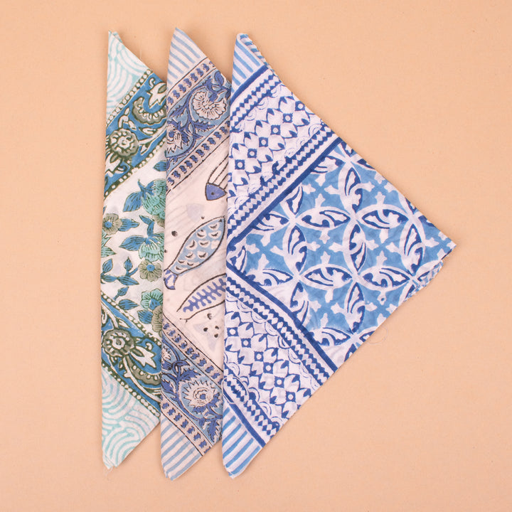 Set of 3 – Handmade Cotton Bandanas | Hair Scarf &amp; Neck Wrap