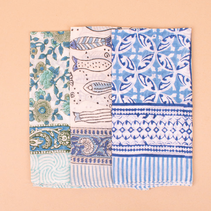 Set of 3 – Handmade Cotton Bandanas | Hair Scarf &amp; Neck Wrap