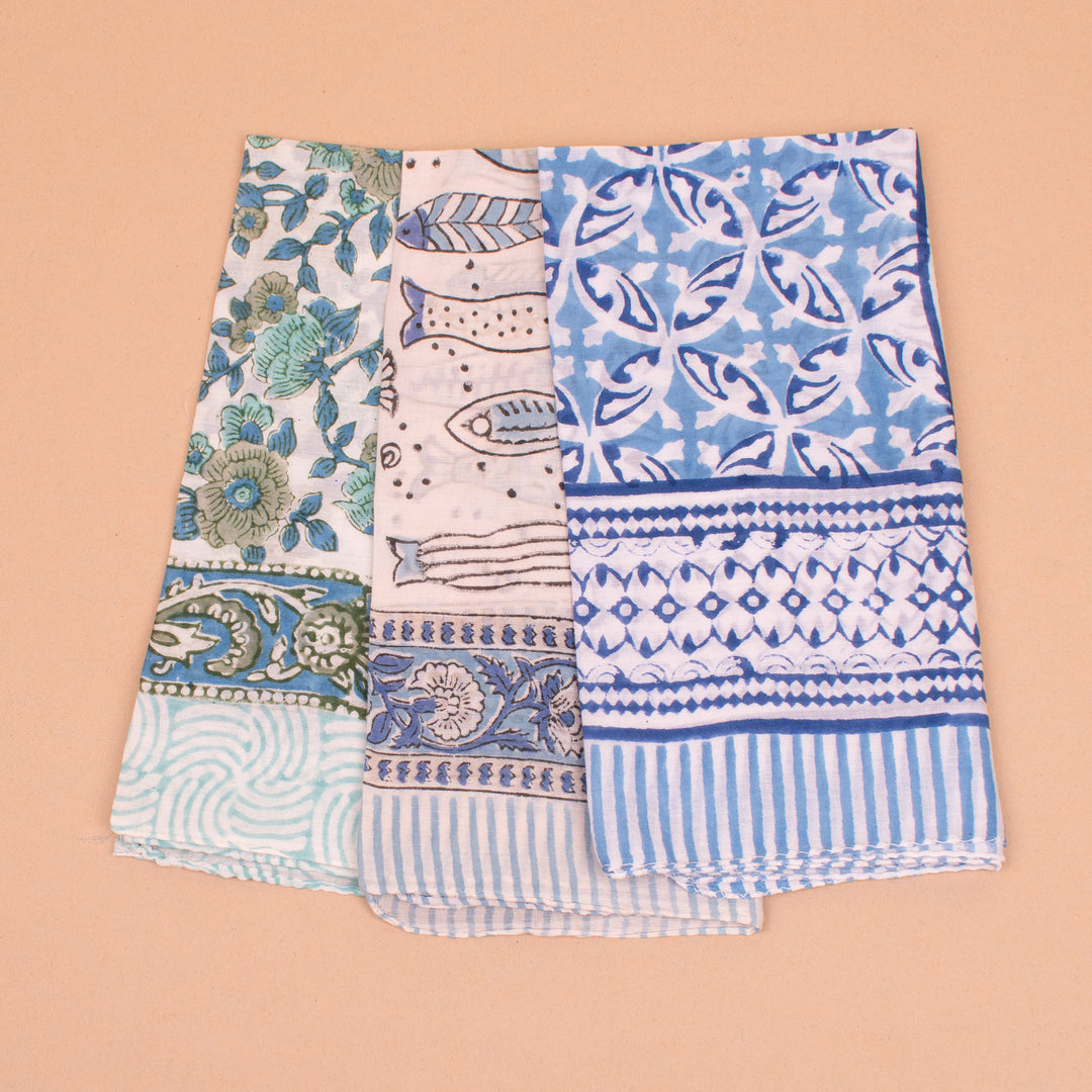 Set of 3 – Handmade Cotton Bandanas | Hair Scarf &amp; Neck Wrap