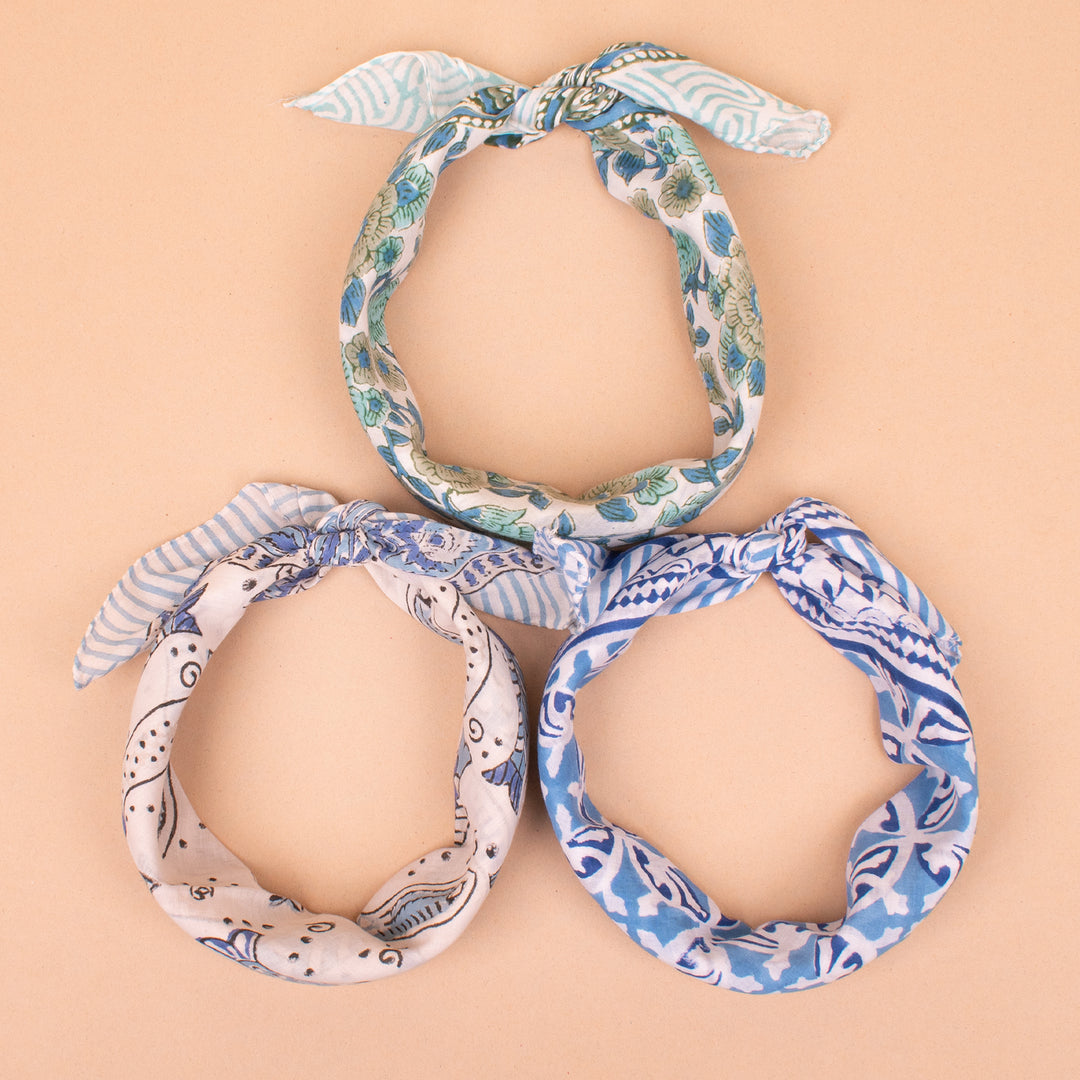 Set of 3 – Handmade Cotton Bandanas | Hair Scarf &amp; Neck Wrap