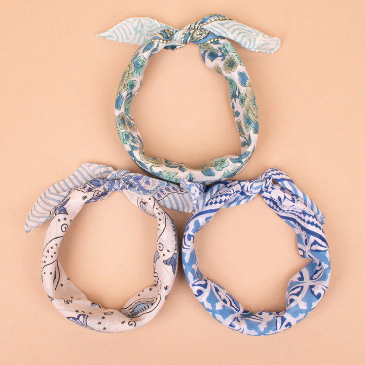 Set of 3 – Handmade Cotton Bandanas | Hair Scarf &amp; Neck Wrap