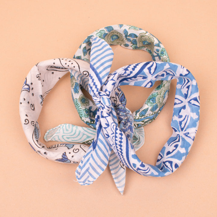 Set of 3 – Handmade Cotton Bandanas | Hair Scarf &amp; Neck Wrap