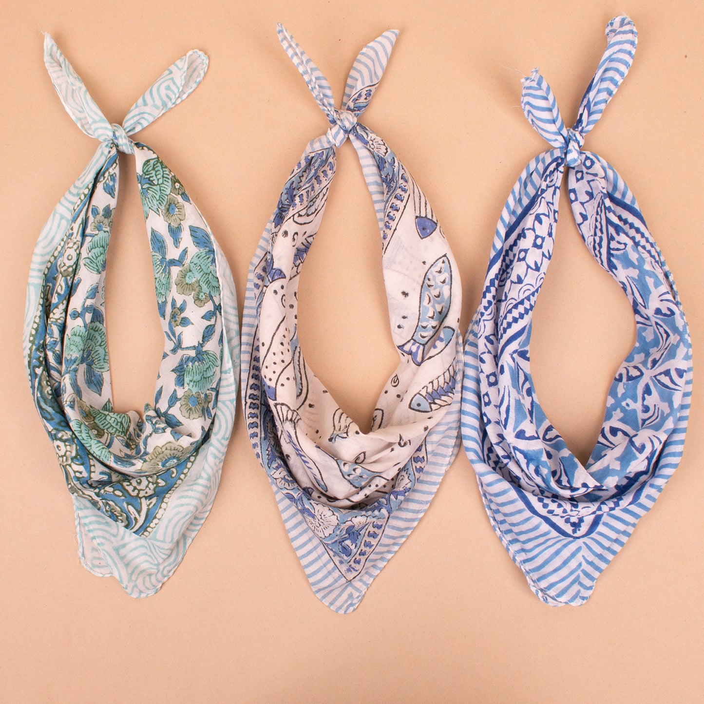 Set of 3 - Eco-Friendly Cotton Bandana | Sustainable Handmade Head Wrap with Soft Breathable Fabric