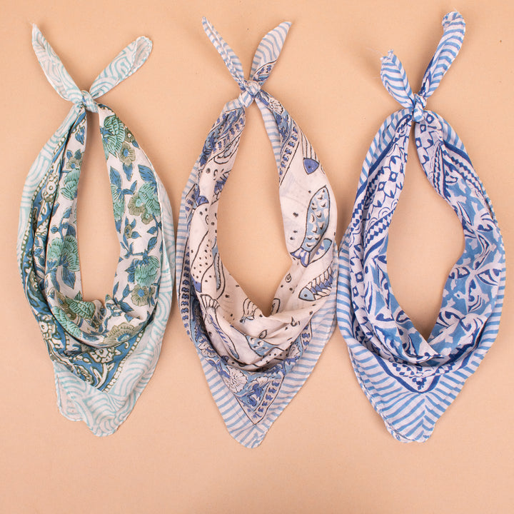 Set of 3 – Handmade Cotton Bandanas | Hair Scarf &amp; Neck Wrap