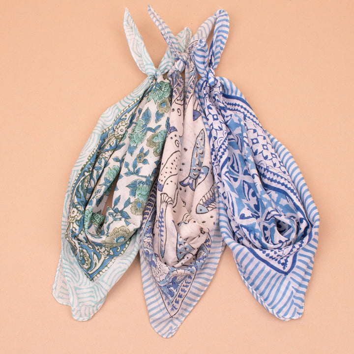 Set of 3 – Handmade Cotton Bandanas | Hair Scarf &amp; Neck Wrap