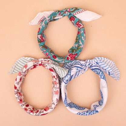 Set of 3 - Printed Cotton Bandana Accessories | Lightweight Hair Wrap and Stylish Head Scarf for All Seasons