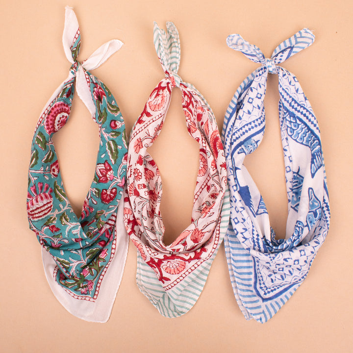 Set of 3 – Cotton Bandanas | Head Scarf &amp; Hair Wrap