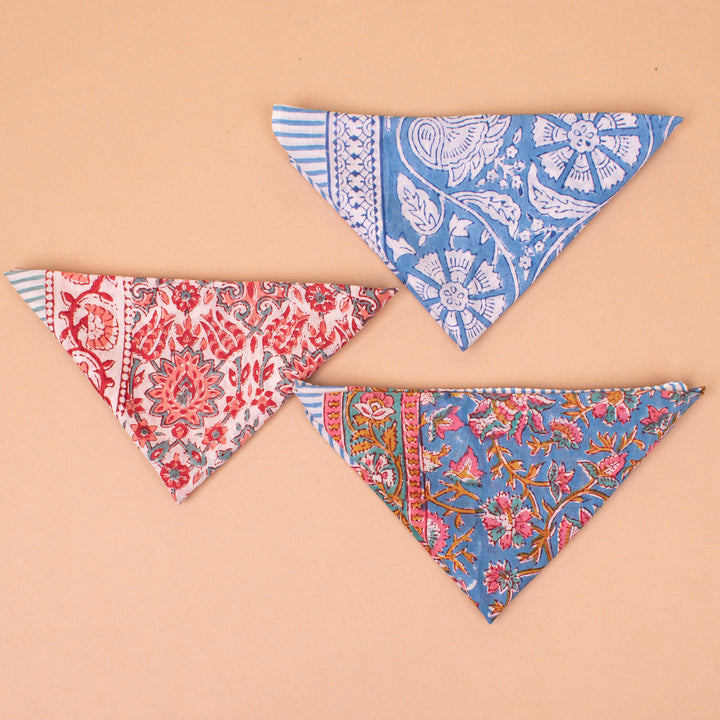 Set of 3 – Handmade Cotton Bandanas | Printed Head Scarf &amp; Hair Wrap