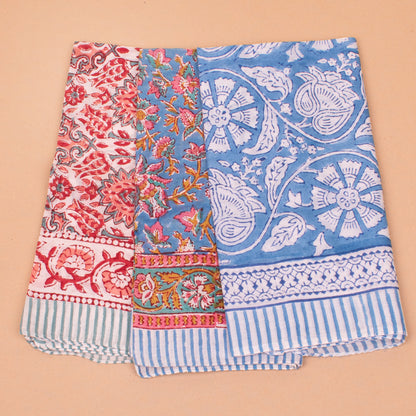 Set of 3 - Luxury Cotton Bandana | Handmade Printed Scarf for Hair, Neck and Fashion Styling Purposes