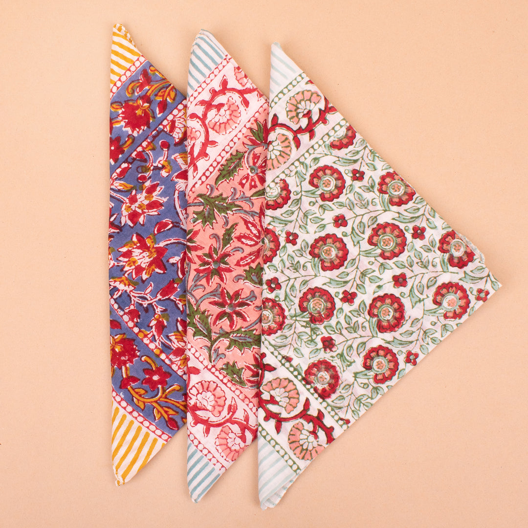 Set of 3 – Classic Cotton Bandanas | Neck Scarf &amp; Head Wrap