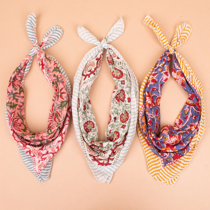 Set of 3 – Classic Cotton Bandanas | Neck Scarf &amp; Head Wrap