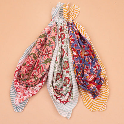 Set of 3 - Classic Cotton Bandana Head Wrap | Comfortable Printed Accessory for Daily Wear and Travel
