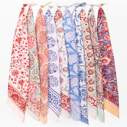 Set of 10 - Multi-Use Cotton Bandana | Soft Printed Head Wrap, Hair Scarf and Fashion Accessory for Everyone