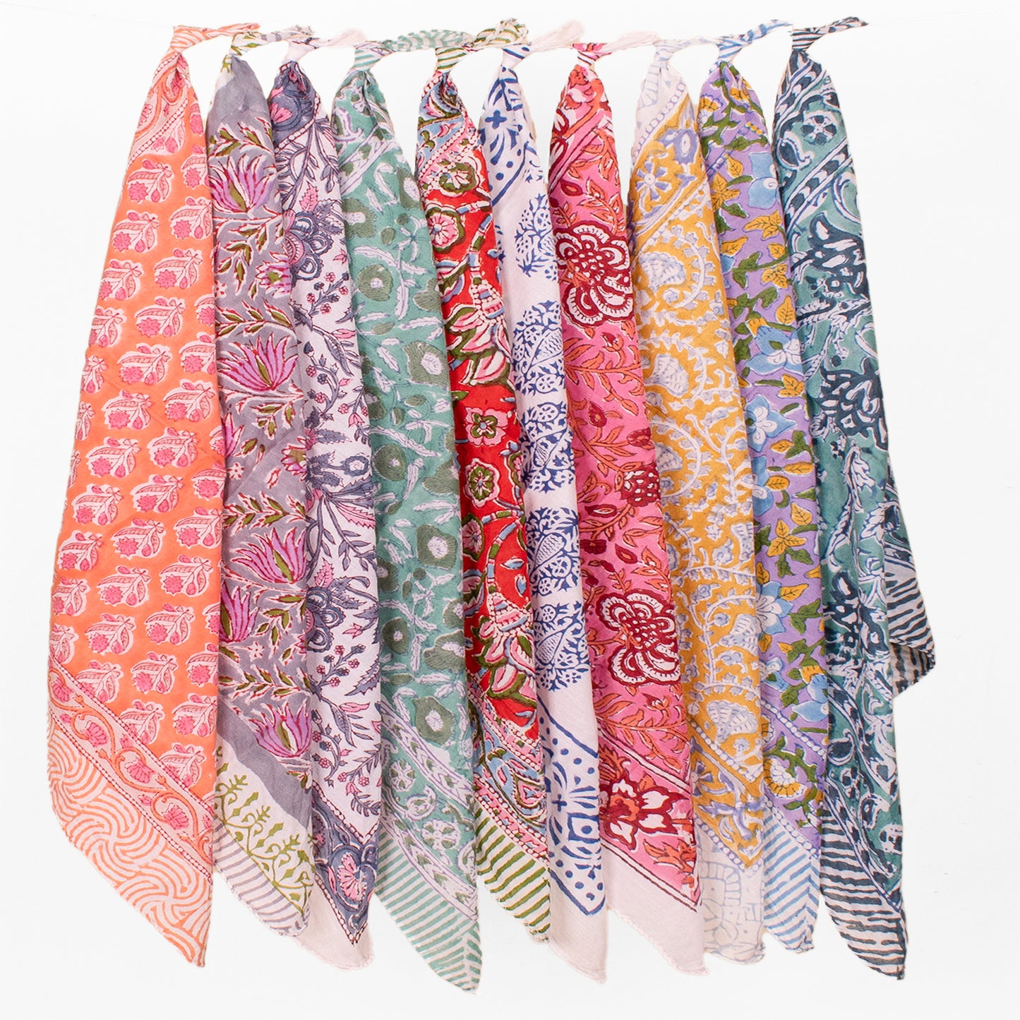 Set of 10 - Premium Cotton Bandana Head Scarf for Women & Men | Soft Breathable Fabric for Everyday Wear