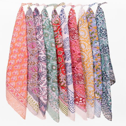 Set of 10 - Premium Cotton Bandana Head Scarf for Women & Men | Soft Breathable Fabric for Everyday Wear