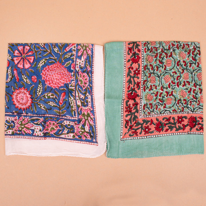 Set of 10 – Hand Block Cotton Bandanas | Head Scarf &amp; Hair Wrap