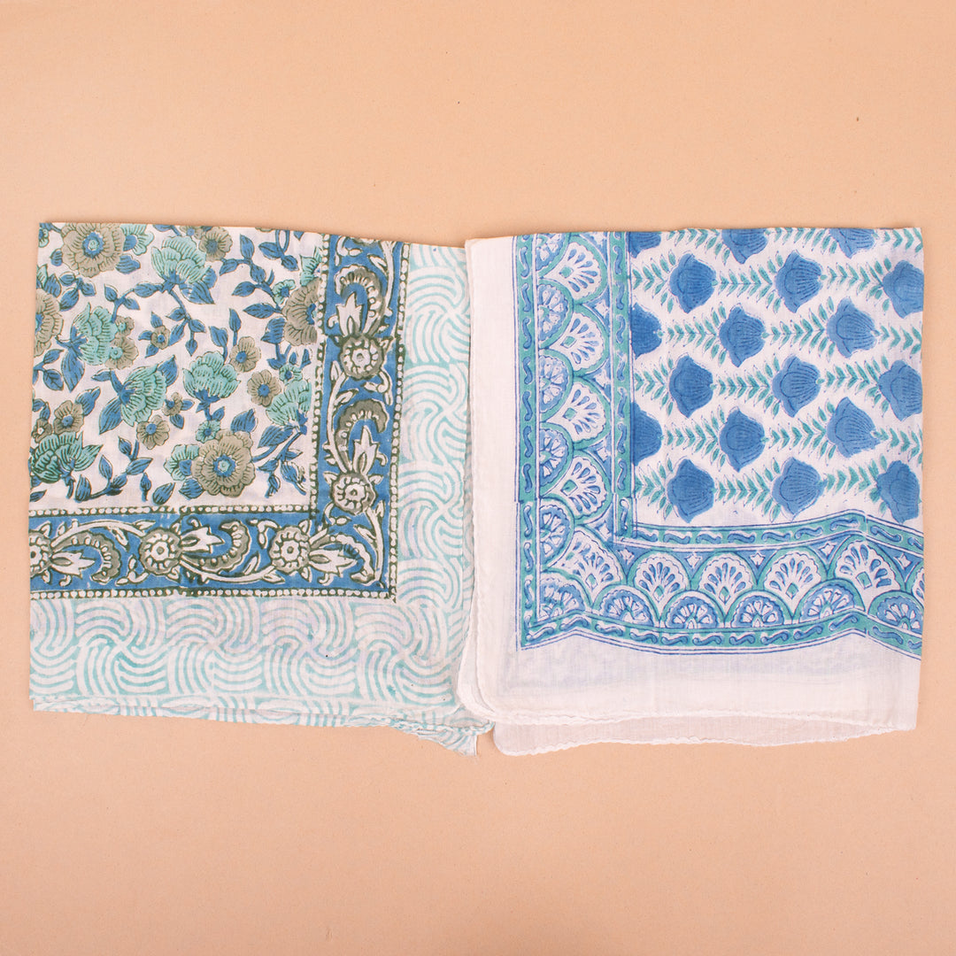 Set of 10 – Hand Block Cotton Bandanas | Head Scarf &amp; Hair Wrap