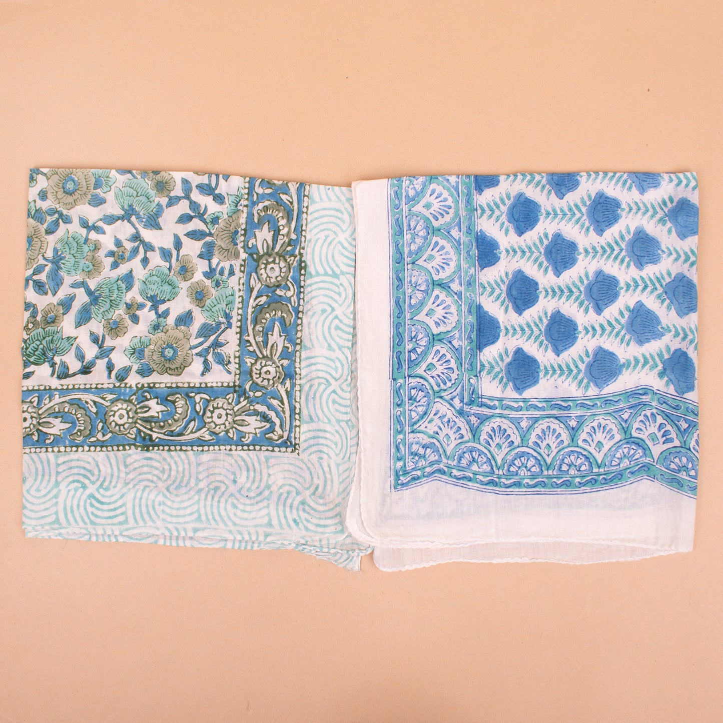 Set of 10 - Hand Block Print Cotton Bandana | Lightweight Hair Scarf and Stylish Fashion Accessory