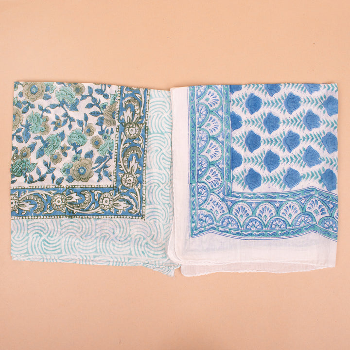 Set of 10 – Hand Block Cotton Bandanas | Head Scarf &amp; Hair Wrap