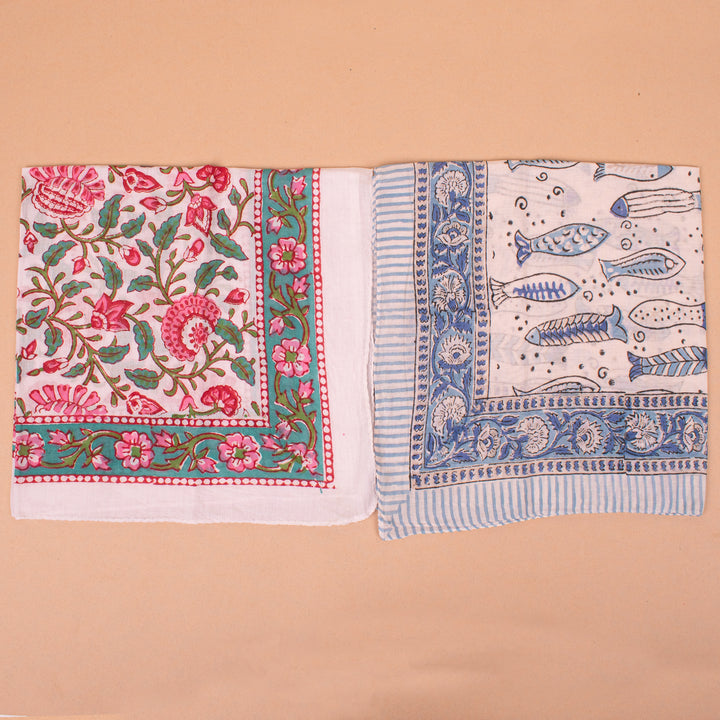 Set of 10 – Hand Block Cotton Bandanas | Head Scarf &amp; Hair Wrap