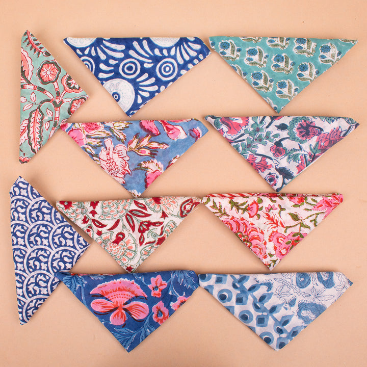 Set of 10 – Soft Cotton Bandanas | Printed Head Scarf &amp; Hair Wrap