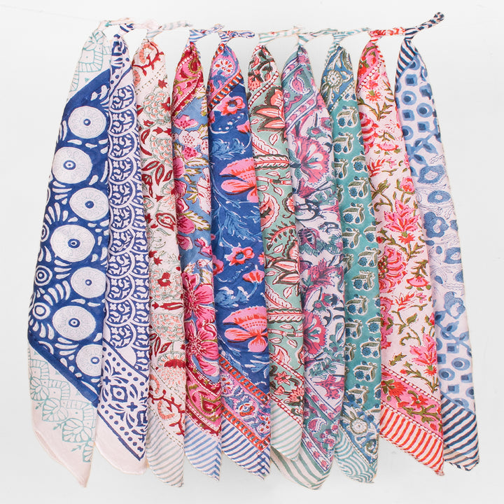 Set of 10 – Soft Cotton Bandanas | Printed Head Scarf &amp; Hair Wrap