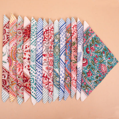 Set of 14 - Bohemian Cotton Bandana Scarf | Trendy Hair Accessory for Festivals, Travel and Casual Looks