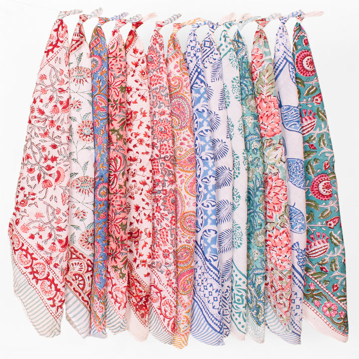 Set of 14 – Boho Cotton Bandanas | Boho Head Scarf &amp; Hair Wrap