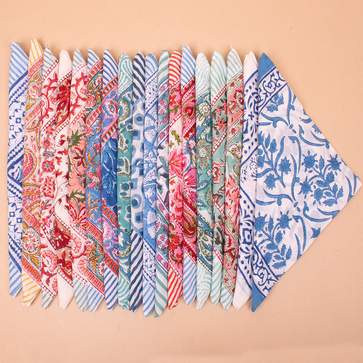 Set of 18 – Designer Cotton Bandanas | Hair Scarf &amp; Neck Wrap