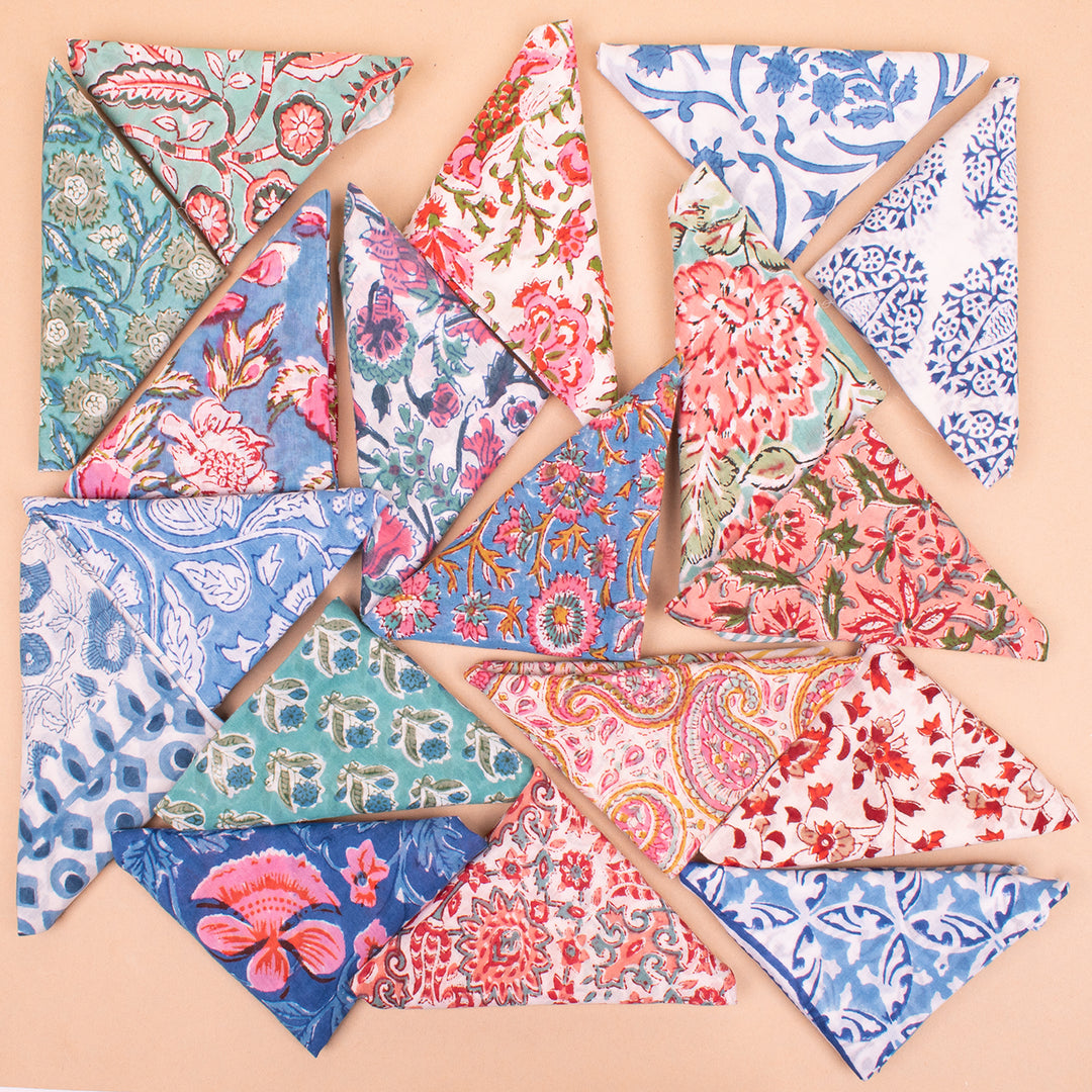 Set of 18 – Designer Cotton Bandanas | Hair Scarf &amp; Neck Wrap