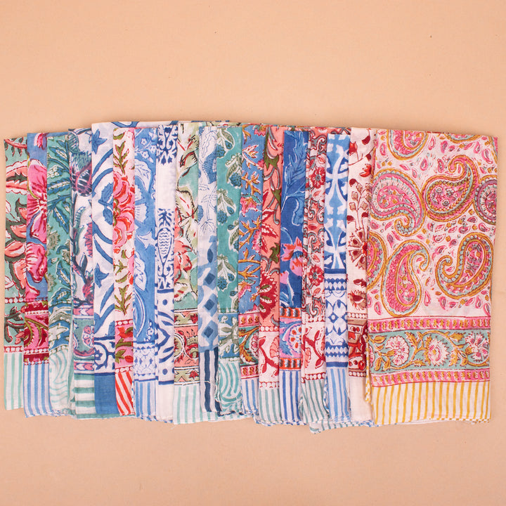 Set of 18 – Designer Cotton Bandanas | Hair Scarf &amp; Neck Wrap