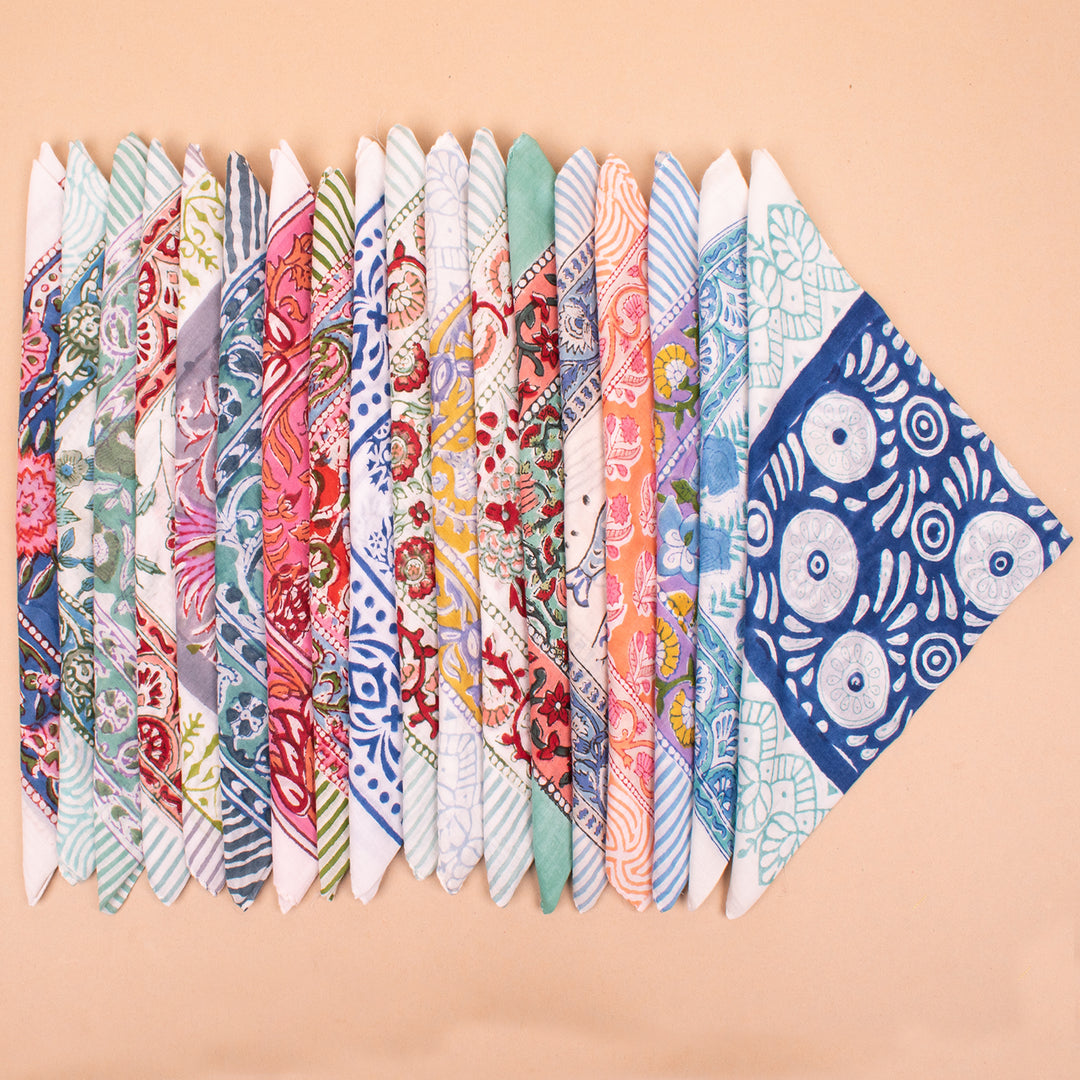 Set of 18 – Cotton Bandanas | Head Scarf &amp; Hair Wrap