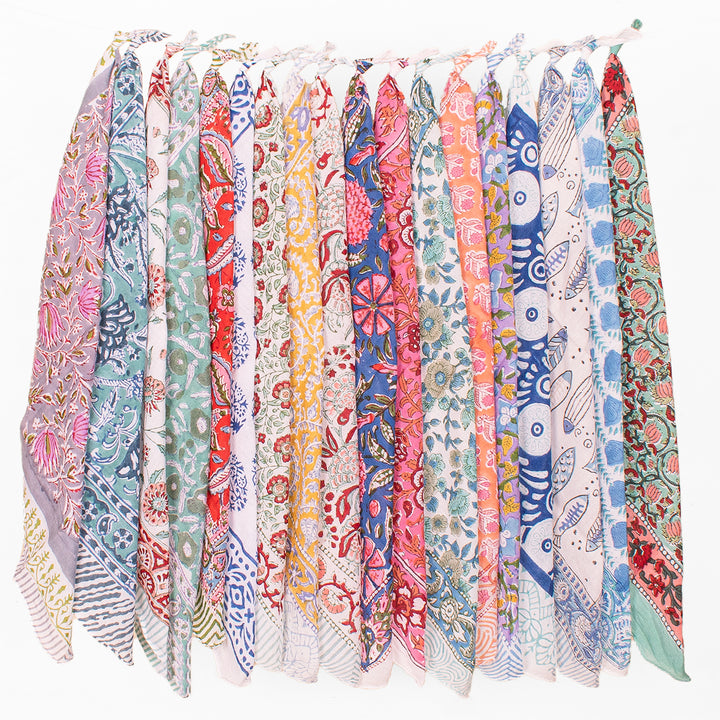 Set of 18 – Cotton Bandanas | Head Scarf &amp; Hair Wrap
