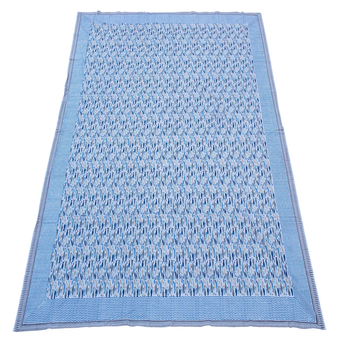 Block Print Tablecloth Cotton, Bohemian Table Cover, Rustic Dining Decor - 90x108